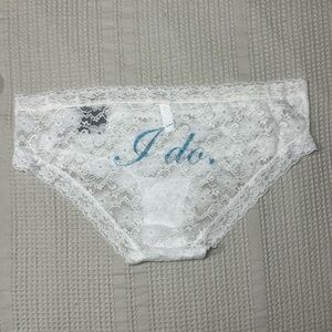 Apt. 9 White Lace Panties with Blue 'I do'